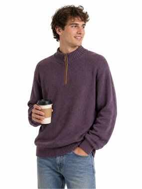 Vineyard Vines Purple 1/4 Zip Pullover Sweater Men X-Large Preppy Cotton Classic